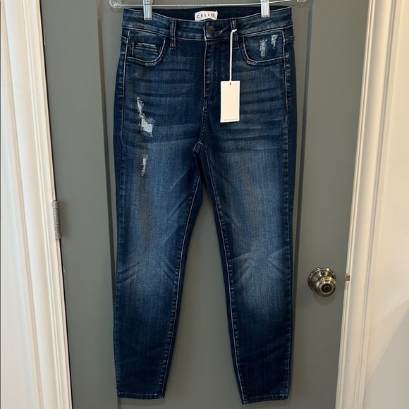 Cello Denim - Cello Dark Blue Distressed Skinny Jeans size 7 New!!